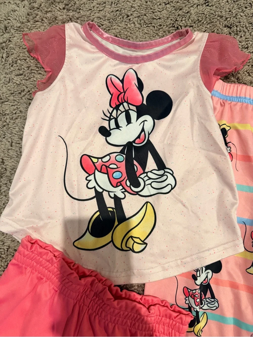 Disney Pink Minnie Mouse 3-Piece Pajama Set - Shorts & Pants